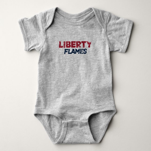 Liberty Flames Text Baby Bodysuit (Front)