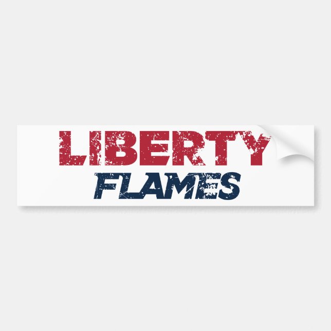Liberty Flames Text Bumper Sticker (Front)