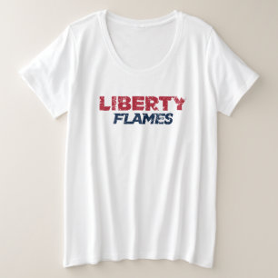 Liberty Flames Text Plus Size T-Shirt