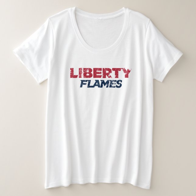Liberty Flames Text Plus Size T-Shirt (Design Front)