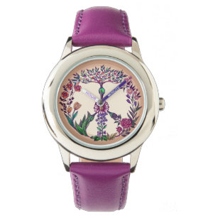 Liberty floral peace sign wreath vibrant colors watch
