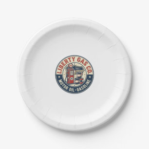 Liberty Gas Co Patriotic Patriotic Gas Station Mot Paper Plates