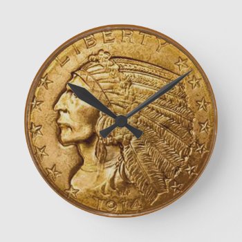 Liberty Gold Round Clock by BostonRookie at Zazzle