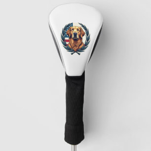 Liberty Golden Retriever Vintage Patriotic Tee Golf Head Cover