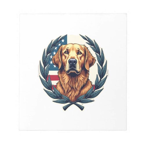 Liberty Golden Retriever Vintage Patriotic Tee Notepad