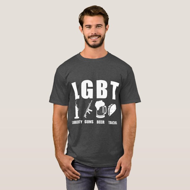 Liberty Guns Beer Tacos LGBT Funny Parody Gift T-Shirt | Zazzle