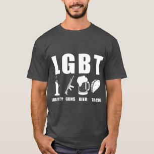 Liberty Guns Beer Tacos LGBT Funny Parody Gift T-Shirt