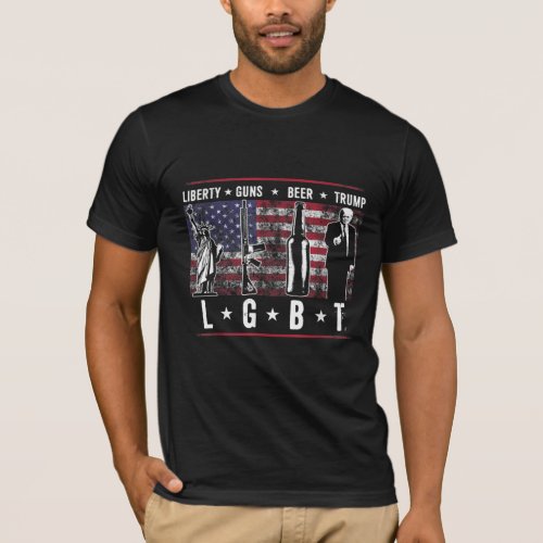 Liberty Guns Beer Trump LGBT Parody Funny T_Shirt