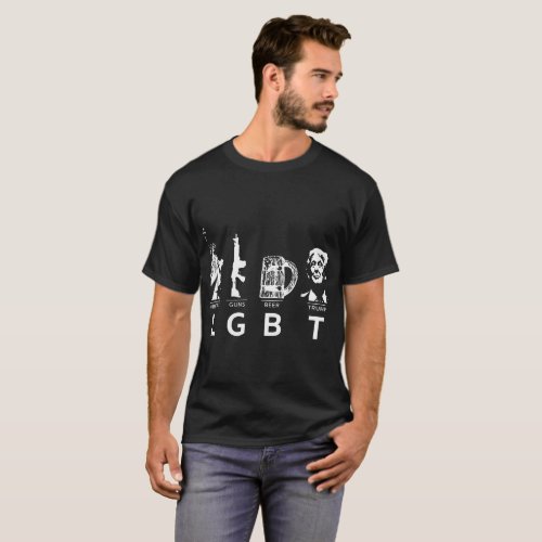 Liberty Guns Beer Trump   Parody LGBT Gifts gay t_ T_Shirt