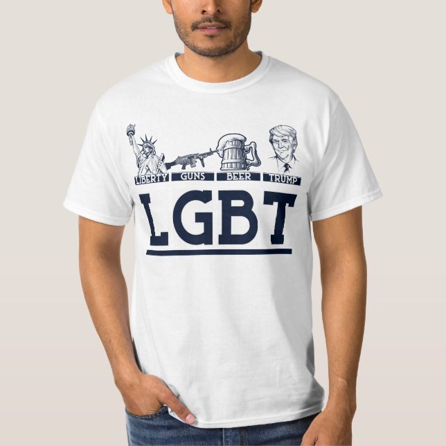 Liberty Guns Beer Trump  Parody LGBTCute Gift T-Shirt (Front)