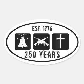 Liberty Guns Religion 1776 250 Oval Sticker