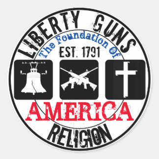 Liberty Guns Religion Round Sticker