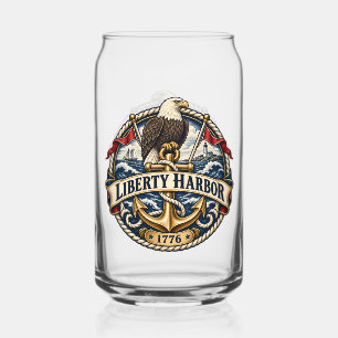 Liberty Harbor Eagle Anchor Two-Sided Can Glass