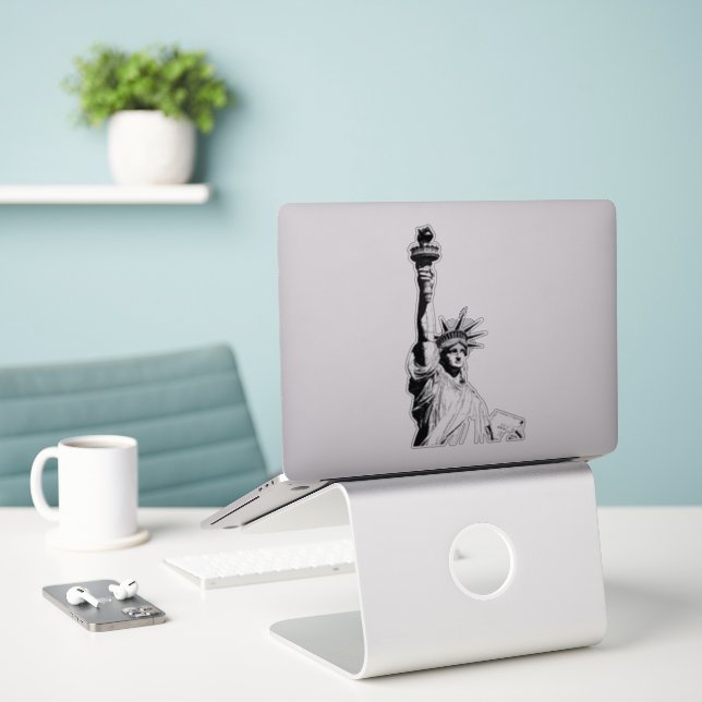 Liberty in Black & White Sticker (Laptop On Desk)