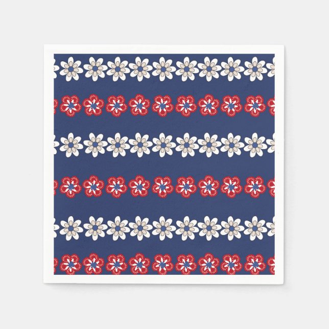 Liberty in Bloom: A Patriotic Floral Pattern Napkins (Front)