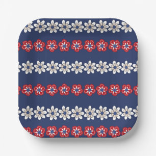 Liberty in Bloom: A Patriotic Floral Pattern Paper Plates
