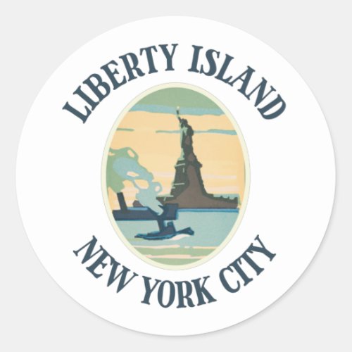 Liberty Island New York City Classic Round Sticker