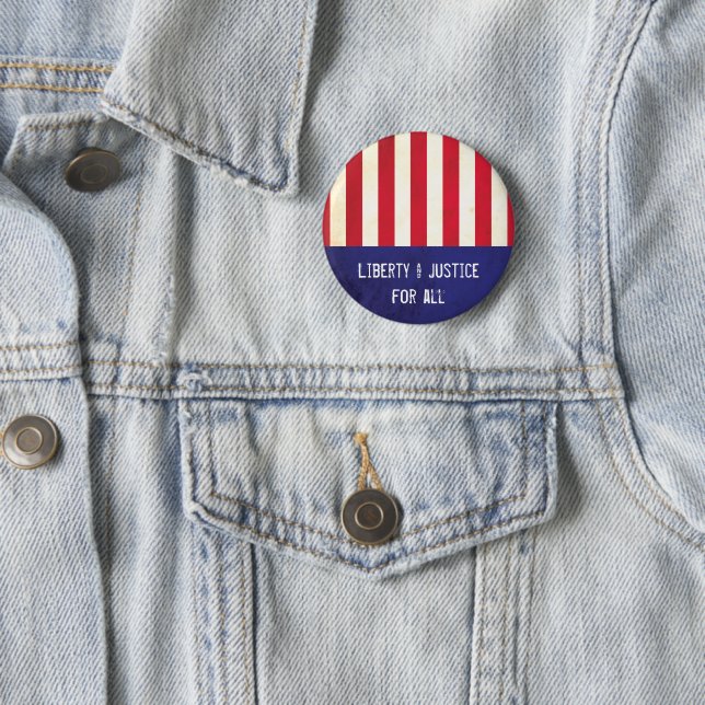 Liberty Justice American Flag Political Pinback Button (In Situ)