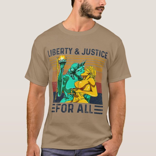 Liberty  Justice For All Lesbian Lgbt Pride T-Shirt (Front)