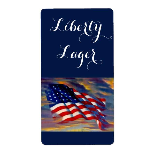 Liberty Lager USA Flag Wave Homebrewing Beer Label (Front)