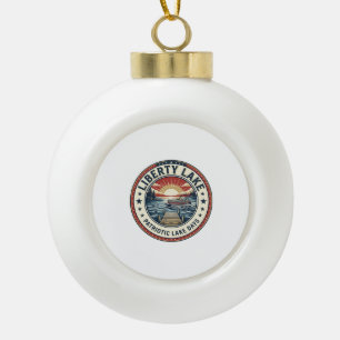 Liberty Lake Patriotic Patriotic Lake Life Vintage Ceramic Ball Christmas Ornament