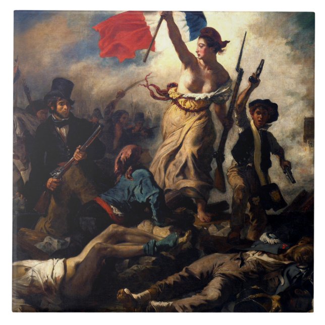 Liberty Leading the People, Eugene Delacroix Ceramic Tile (Front)
