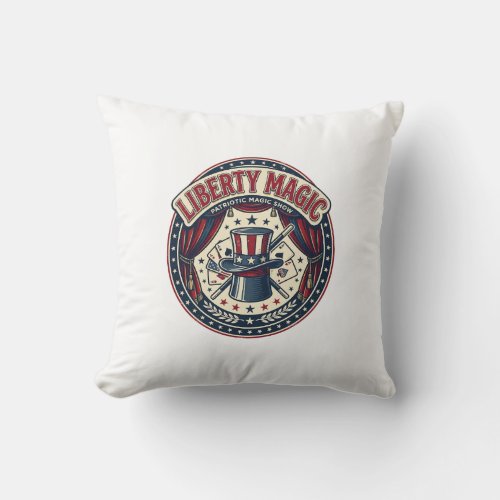 Liberty Magic Patriotic Patriotic Magic Show Vinta Throw Pillow