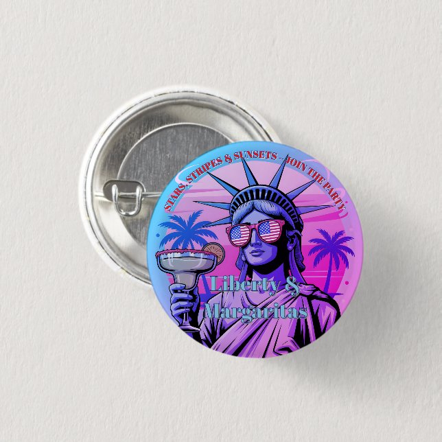 Liberty & Margaritas • 1776–2026 Neon Celebration Button (Front & Back)