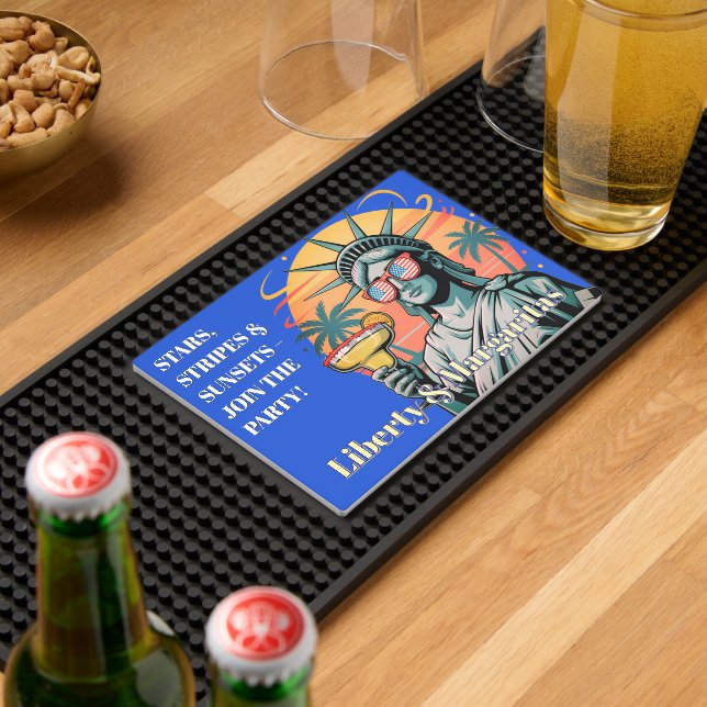 Liberty & Margaritas - Stars & Stripes Patriotic  Bar Mat (Insitu (Bar 2))