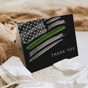 LIBERTY Military Retirement Party Thin Green Line Letterpress Thank You Card