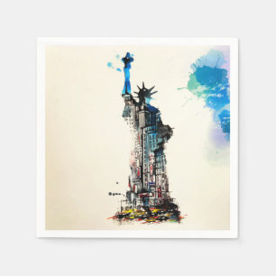 Liberty New York City Travel Love Watercolor Napkins