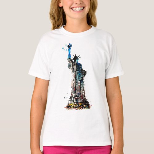 Liberty New York City Travel Love Watercolor T_Shirt