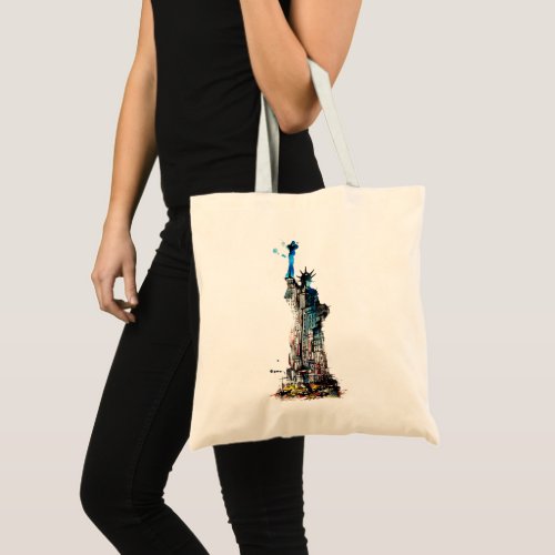 Liberty New York City Travel Love Watercolor Tote Bag