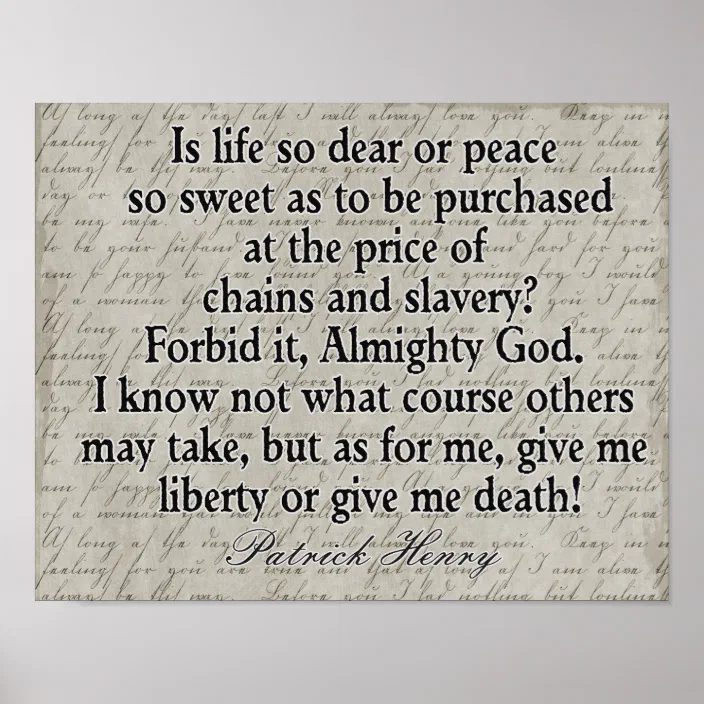 Give Me Liberty Quote Liberty Or Death --- Patrick Henry Quote -- Print | Zazzle.com