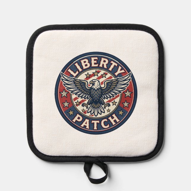 Liberty Patch Patriotic Patriotic Patch Embroidery Pot Holder (Front)