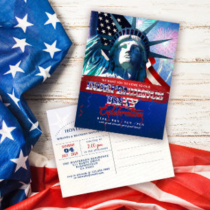 Liberty Patriotic Fireworks 4th Of July BBQ Invite