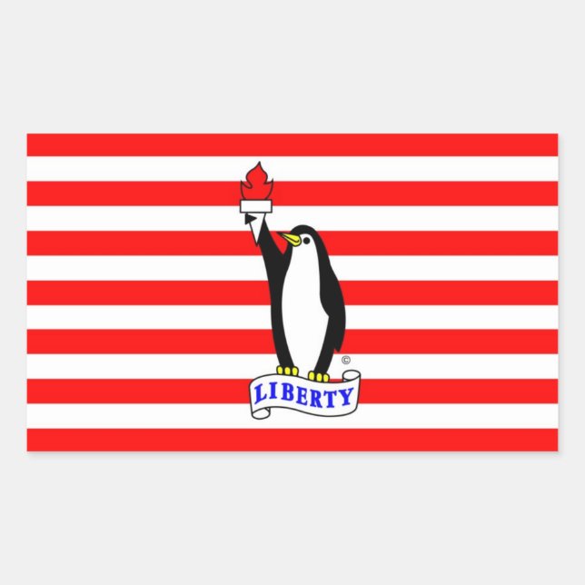 Liberty Penguin Flag Rectangular Sticker (Front)