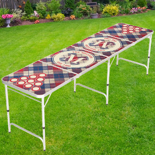 Liberty Plaid Family Monogram & Name Beer Pong Table
