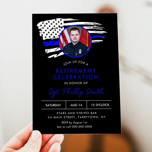 LIBERTY Police Military Retirement Party Photo Invitation