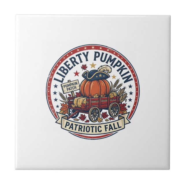 Liberty Pumpkin Patriotic Patriotic Pumpkin Fall A Ceramic Tile (Front)