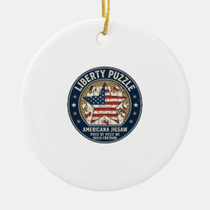 Liberty Puzzle Patriotic Patriotic Puzzle Jigsaw V Ceramic Ornament