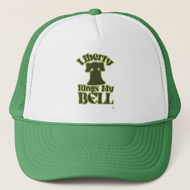 Liberty Rings My Bell Fun Travel Logo Trucker Hat (Front)