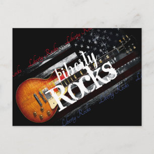 LIBERTY ROCKS Vintage American Flag Postcard