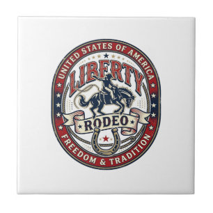 Liberty Rodeo Patriotic Patriotic Rodeo Western US Ceramic Tile