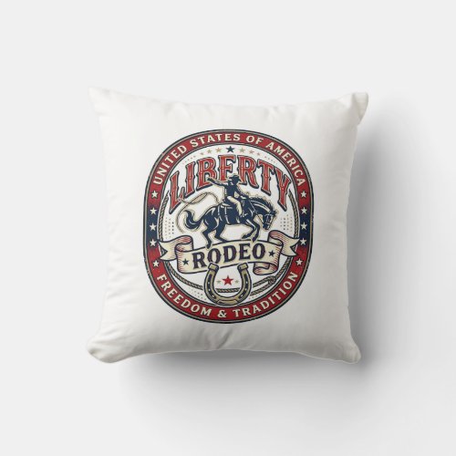 Liberty Rodeo Patriotic Patriotic Rodeo Western US Throw Pillow