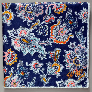 Liberty Royal Paisley Monogram Linen Pocket Square