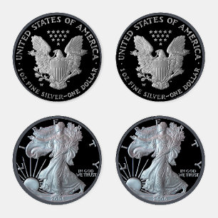Liberty Silver Dollar Eagle and Lady Liberty Coins Coaster Set