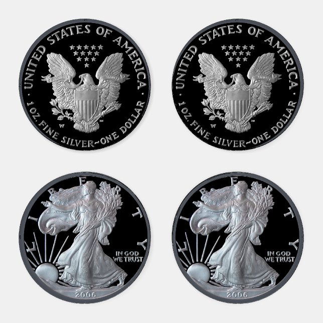 Liberty Silver Dollar Eagle and Lady Liberty Coins Coaster Set (Set)