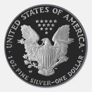 Liberty Silver Dollar Eagle "Tails" Classic Round Sticker