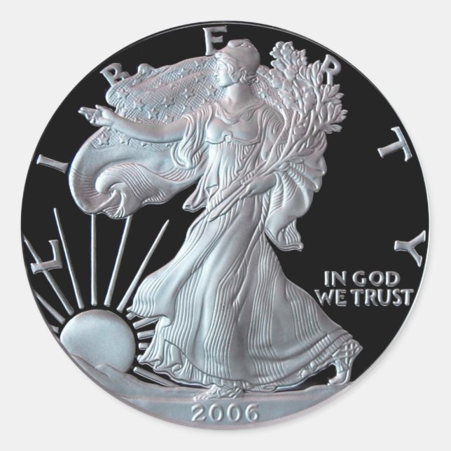 Liberty Silver Dollar Head 2006 Classic Round Sticker (Front)